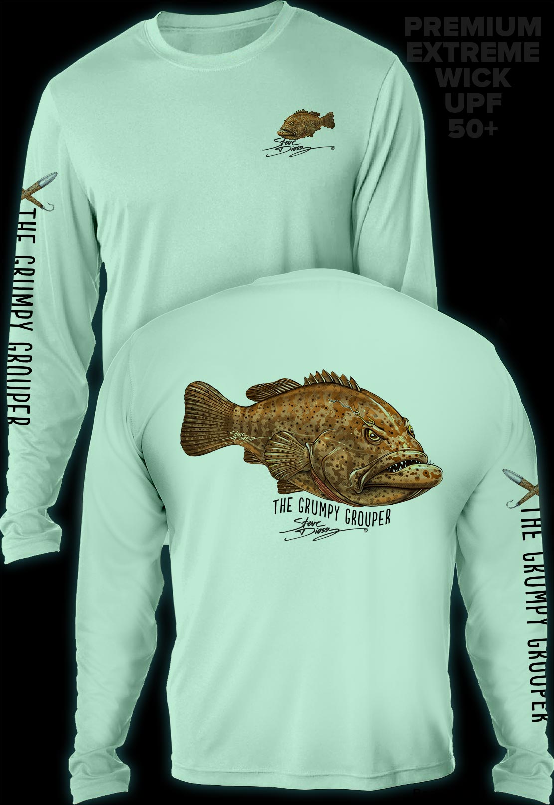 "Grumpy Grouper" Men's Extreme Wick Long Sleeve Performance Shirt ᴜᴘꜰ-ᴛᴇᴇ